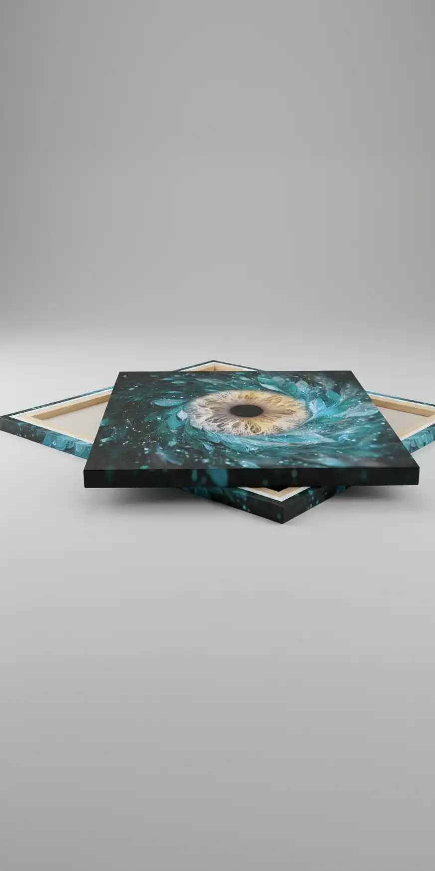 Tableaux d'art de Portraits d'Iris sur châssis, photographie macro artistique de l'œil et décoration murale personnalisée par Studio Timeless à Limoges.