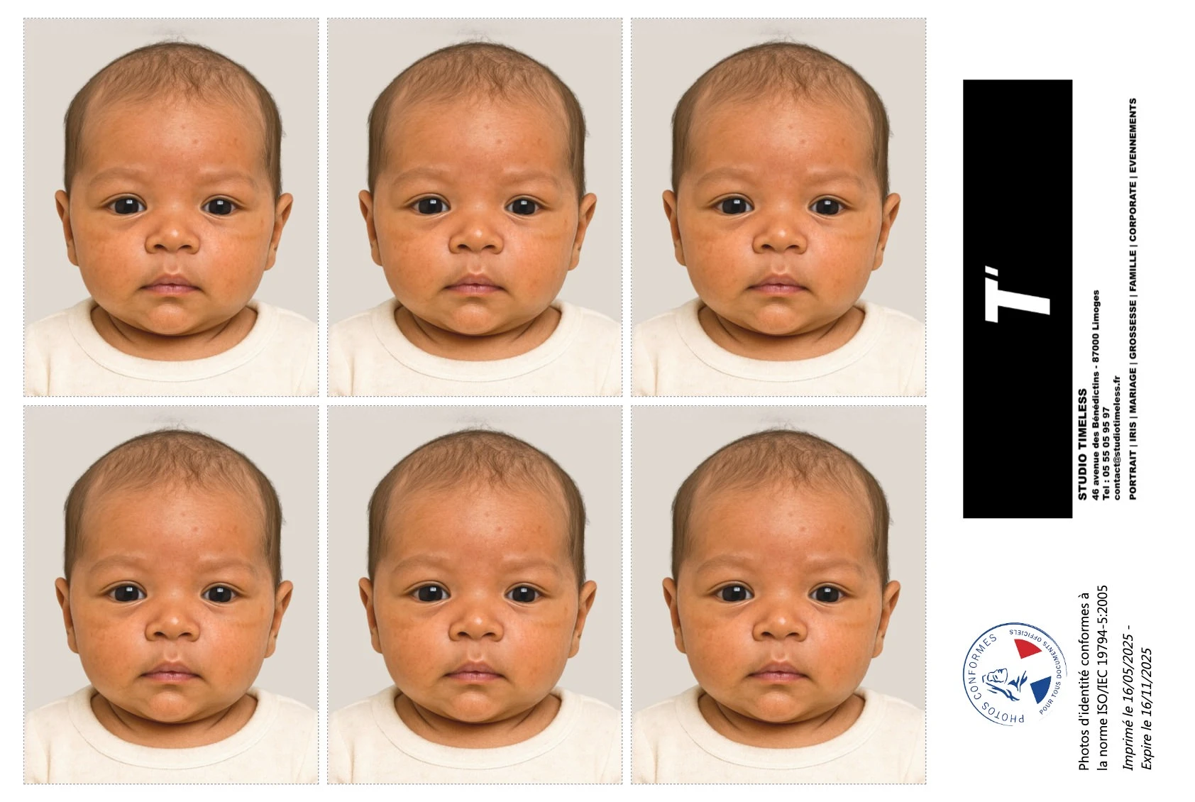 Photo identité bébé.