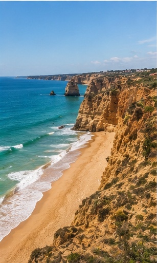 Falaises de Lagos et plage sauvage, paysage atlantique pour un reportage de mariage en Algarve.