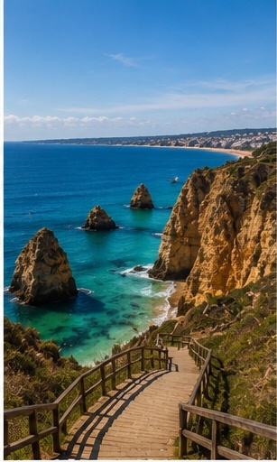 Ponta da Piedade à Lagos, escaliers, falaises et eau turquoise pour une séance couple en Algarve.