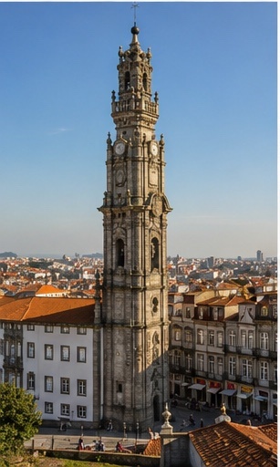 Tour des Clercs à Porto, silhouette urbaine forte pour situer un reportage mariage dans le centre historique.